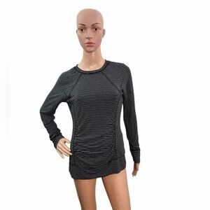 CAbi Women’s Size Medium Striped Ruched Long Sleeve Thumb Holes Top Shirt